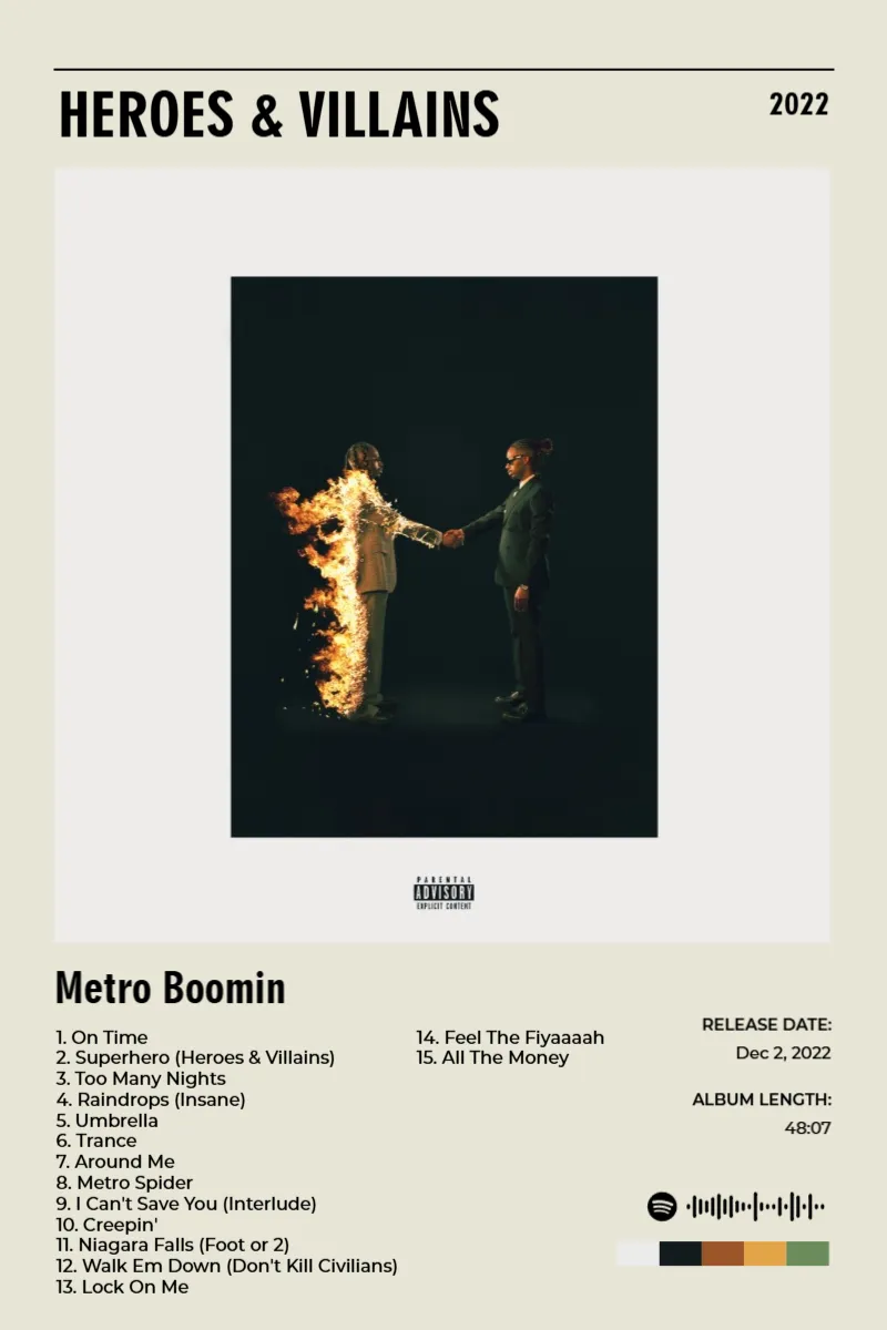 Album poster for HEROES & VILLAINS by Metro Boomin