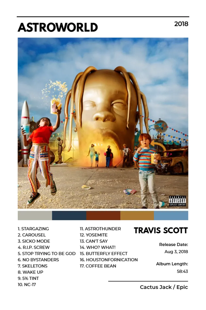 Album poster for ASTROWORLD by Travis Scott