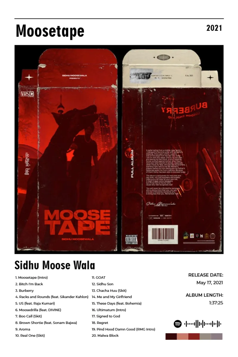 Album poster for Moosetape by Sidhu Moose Wala