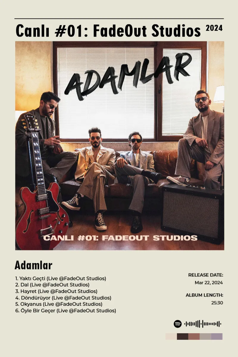 Album poster for Canlı #01: FadeOut Studios by Adamlar