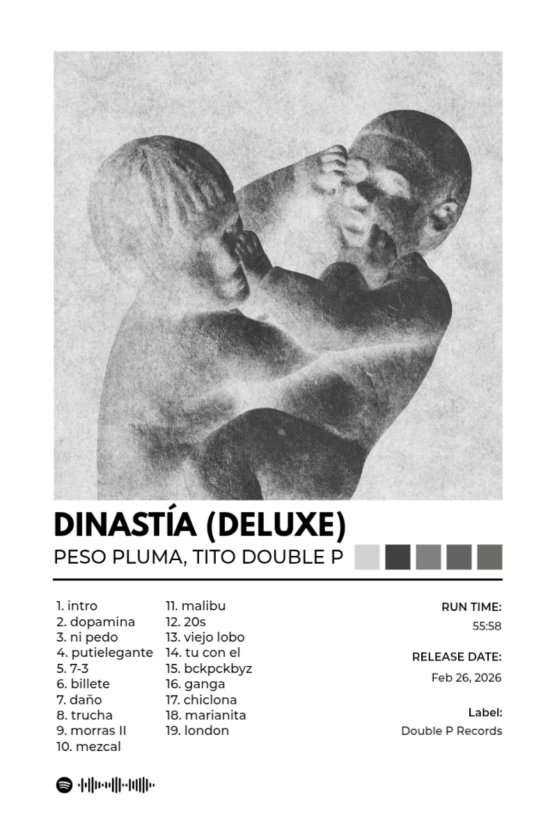 Album poster for DINASTÍA (DELUXE) by Peso Pluma, Tito Double P