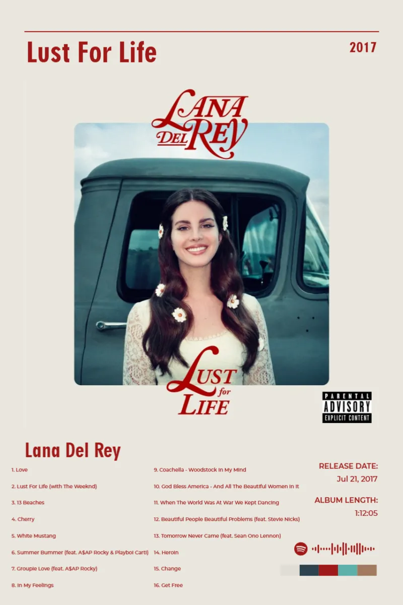 Album poster for Lust For Life by Lana Del Rey