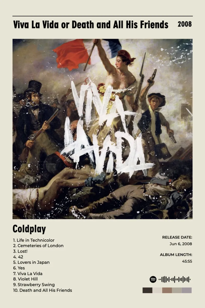 Album poster for Viva La Vida or Death and All His Friends by Coldplay