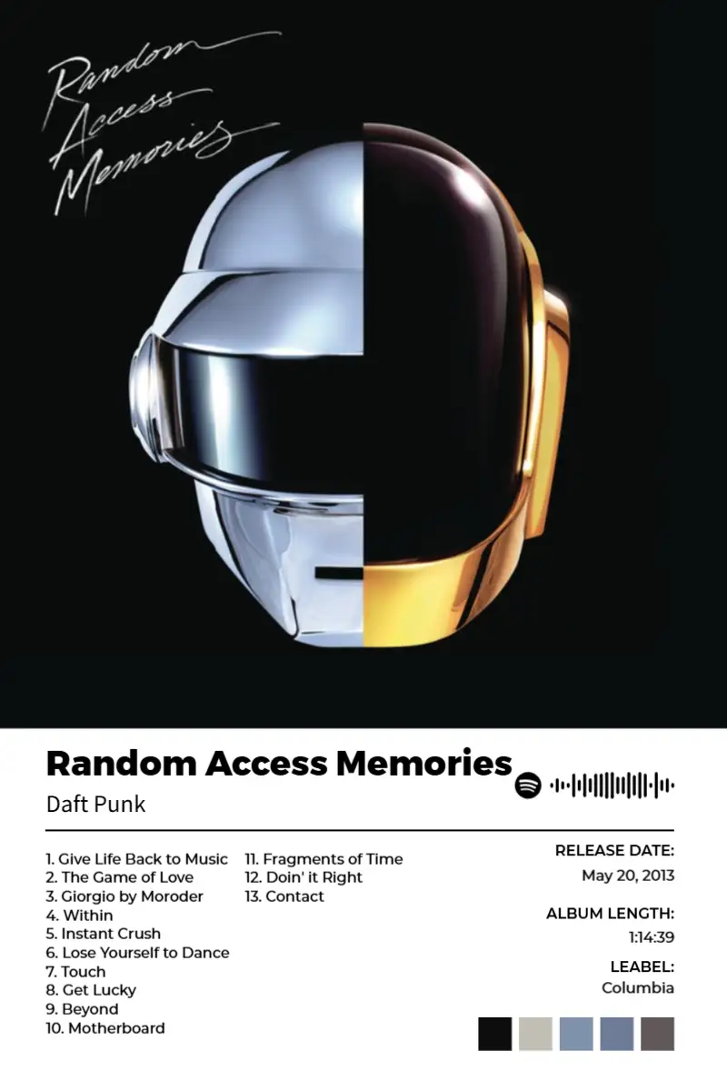Album poster for Random Access Memories by Daft Punk