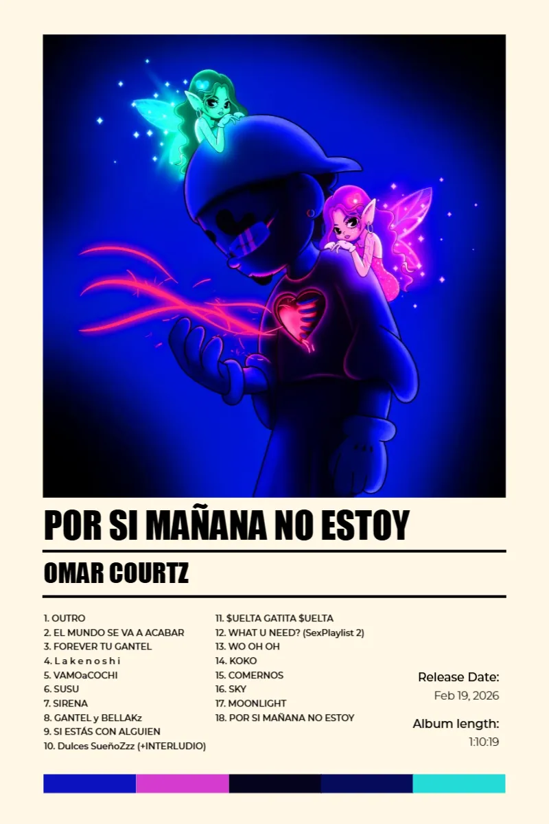 Album poster for POR SI MAÑANA NO ESTOY by Omar Courtz