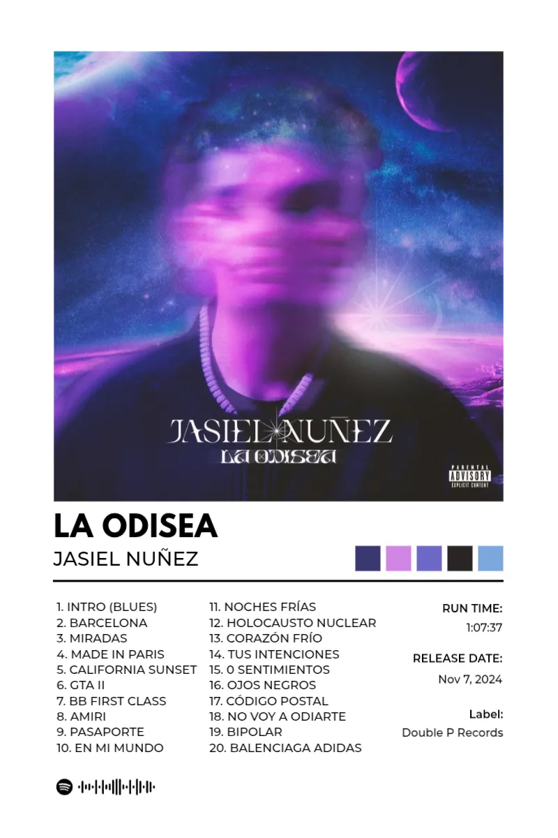 Album poster for LA ODISEA by Jasiel Nuñez