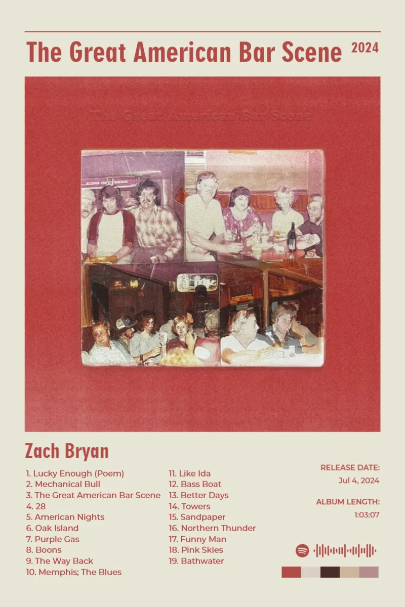 Album poster for The Great American Bar Scene by Zach Bryan
