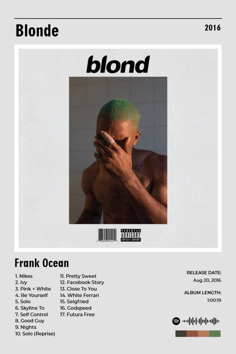 Blonde · Blonde · Frank Ocean · 2:3 Album poster for Blonde by Frank Ocean