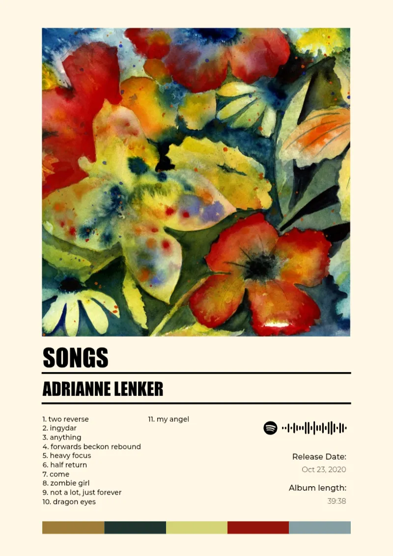 songs · songs · Adrianne Lenker · DIN A4 Album poster for songs by Adrianne Lenker