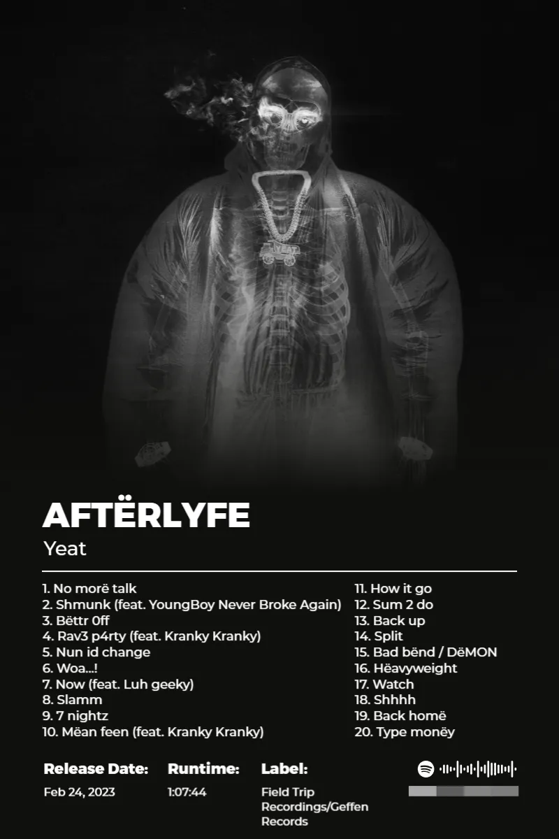 Album poster for AftërLyfe by Yeat