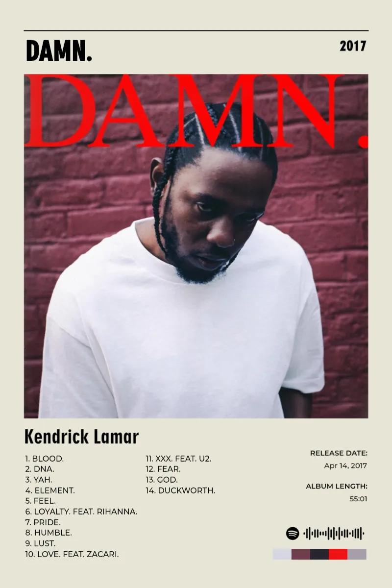 DAMN. · DAMN. · Kendrick Lamar · 2:3 Album poster for DAMN. by Kendrick Lamar