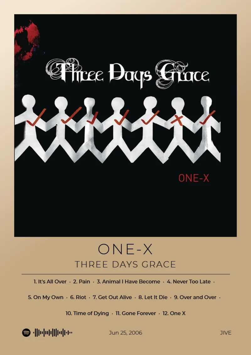 Album poster for One-X by Three Days Grace