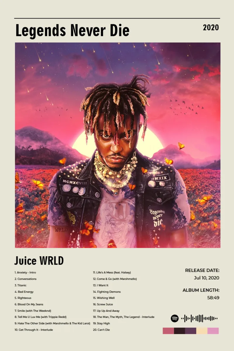 Album poster for Legends Never Die by Juice WRLD