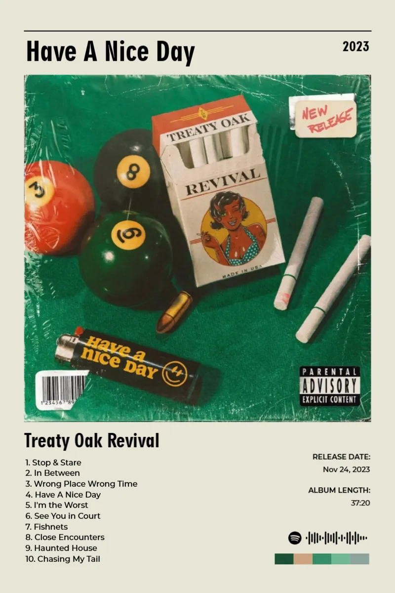Album poster for Have A Nice Day by Treaty Oak Revival