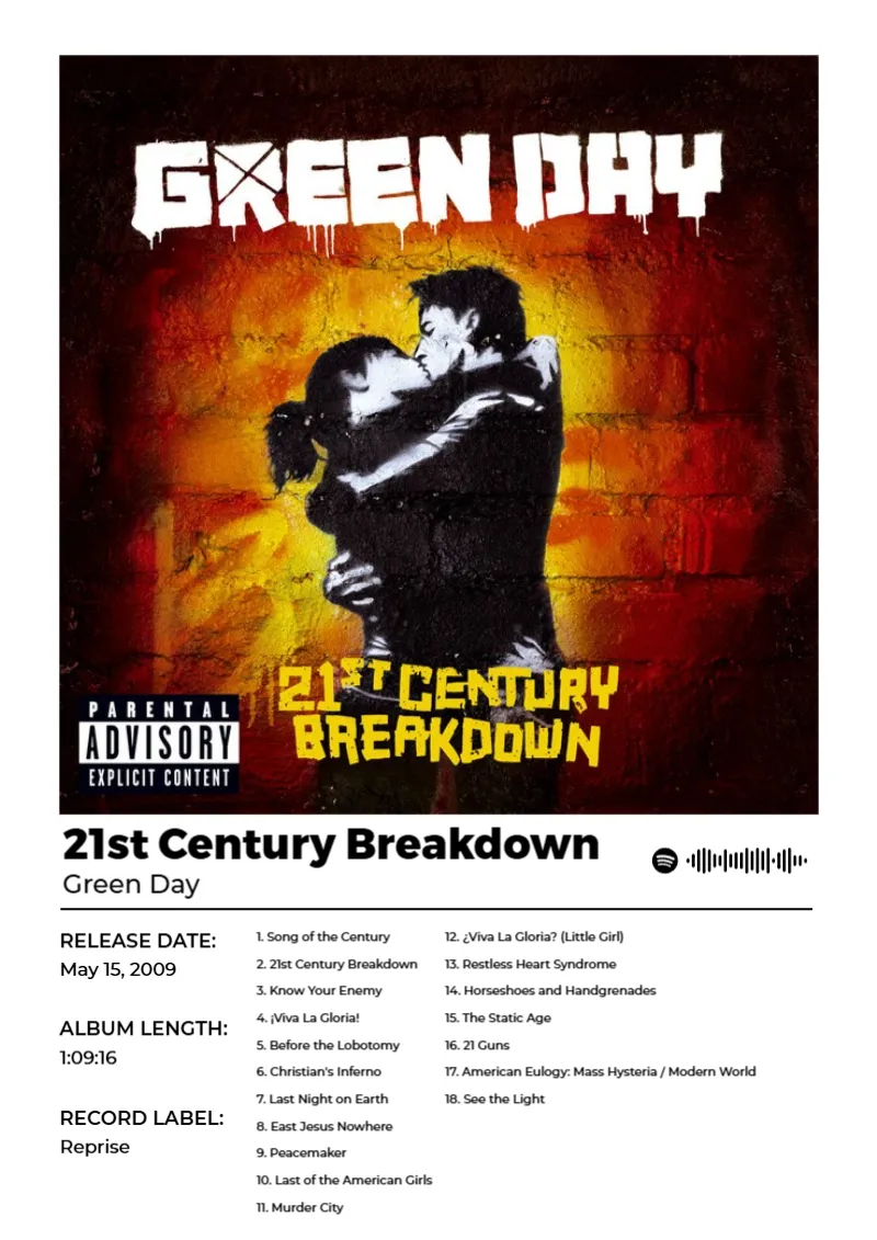 Album poster for 21st Century Breakdown by Green Day