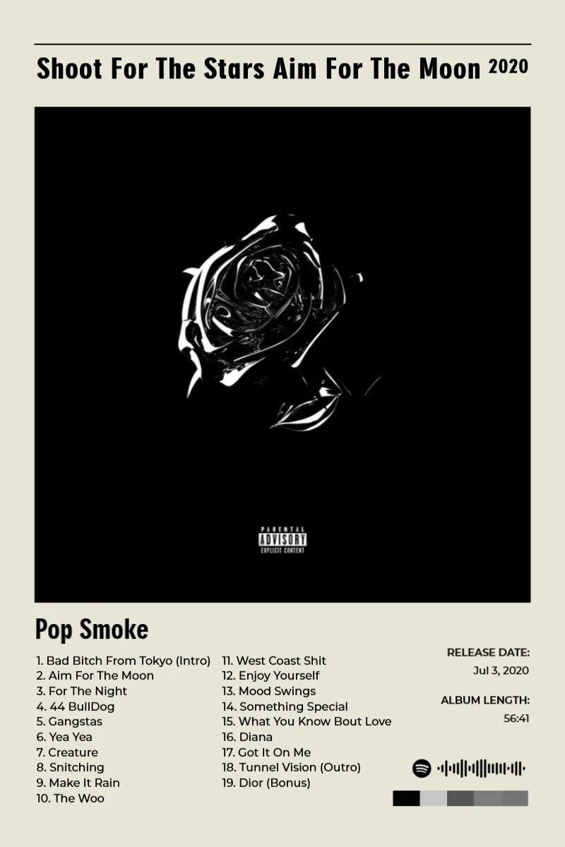 Album poster for Shoot For The Stars Aim For The Moon by Pop Smoke