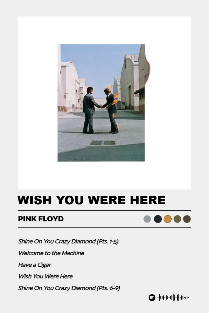 Album poster for Wish You Were Here by Pink Floyd