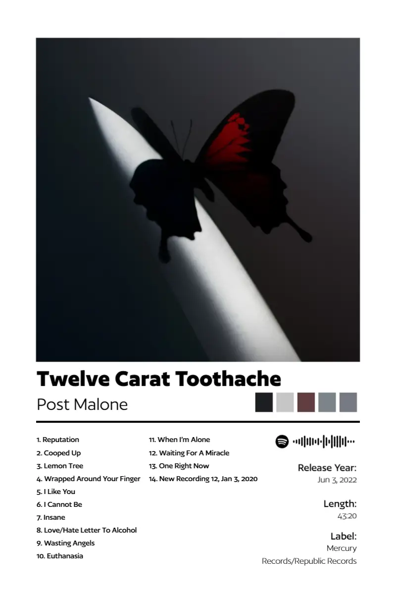 Twelve Carat Toothache · Twelve Carat Toothache · Post Malone · 2:3 Album poster for Twelve Carat Toothache by Post Malone
