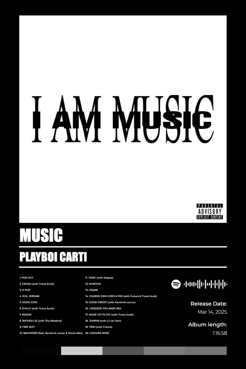 Album poster for MUSIC by Playboi Carti
