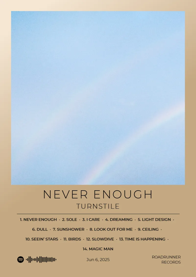 NEVER ENOUGH · NEVER ENOUGH · Turnstile · DIN A4 Album poster for NEVER ENOUGH by Turnstile