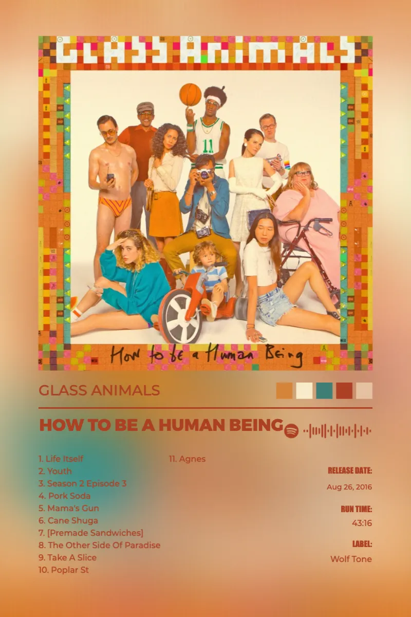 Album poster for How To Be A Human Being by Glass Animals
