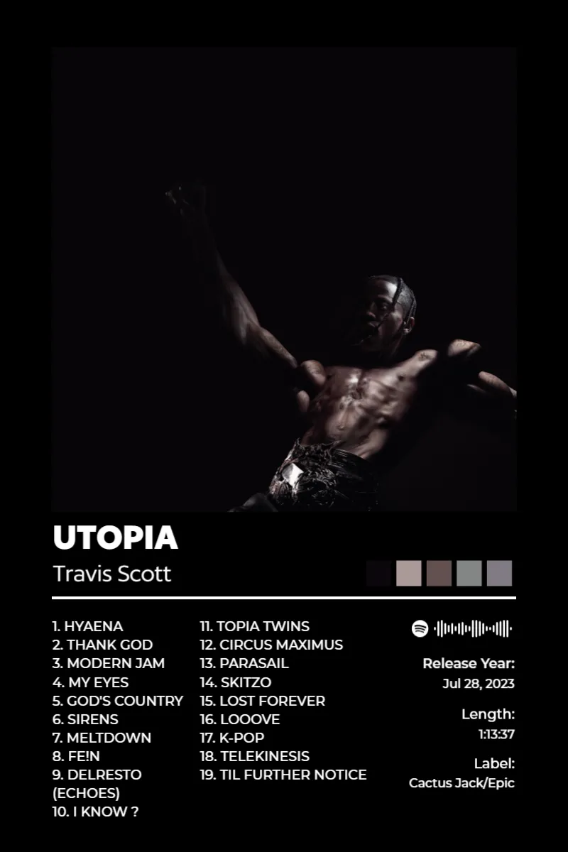 Album poster for UTOPIA by Travis Scott