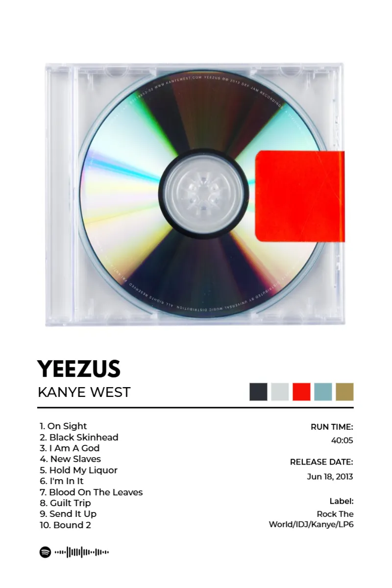 Album poster for Yeezus by Kanye West