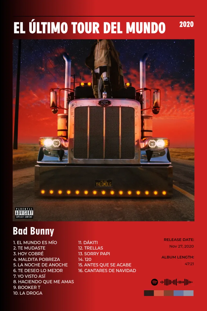 Album poster for EL ÚLTIMO TOUR DEL MUNDO by Bad Bunny