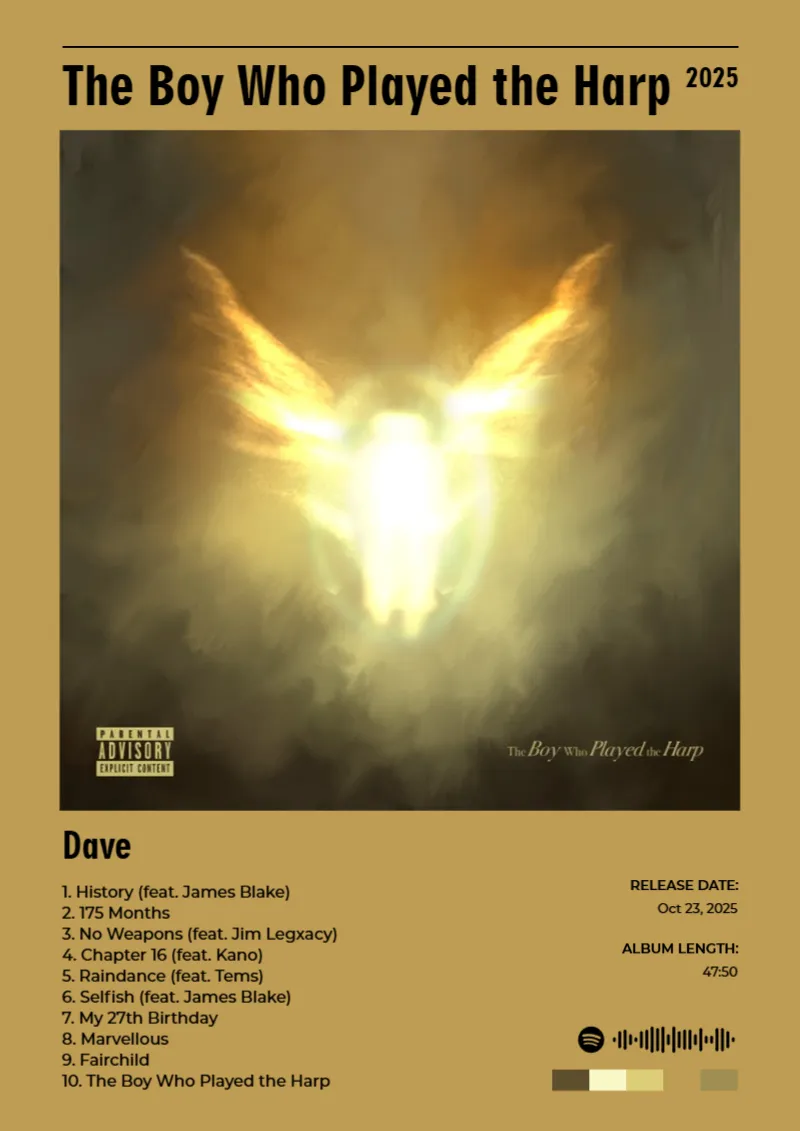 Album poster for The Boy Who Played the Harp by Dave