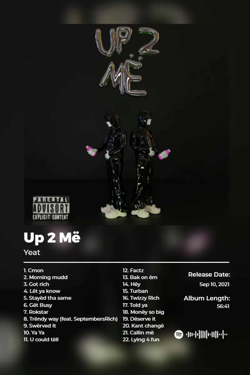 Album poster for Up 2 Më by Yeat