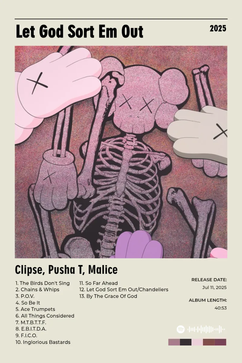 Album poster for Let God Sort Em Out by Clipse, Pusha T, Malice