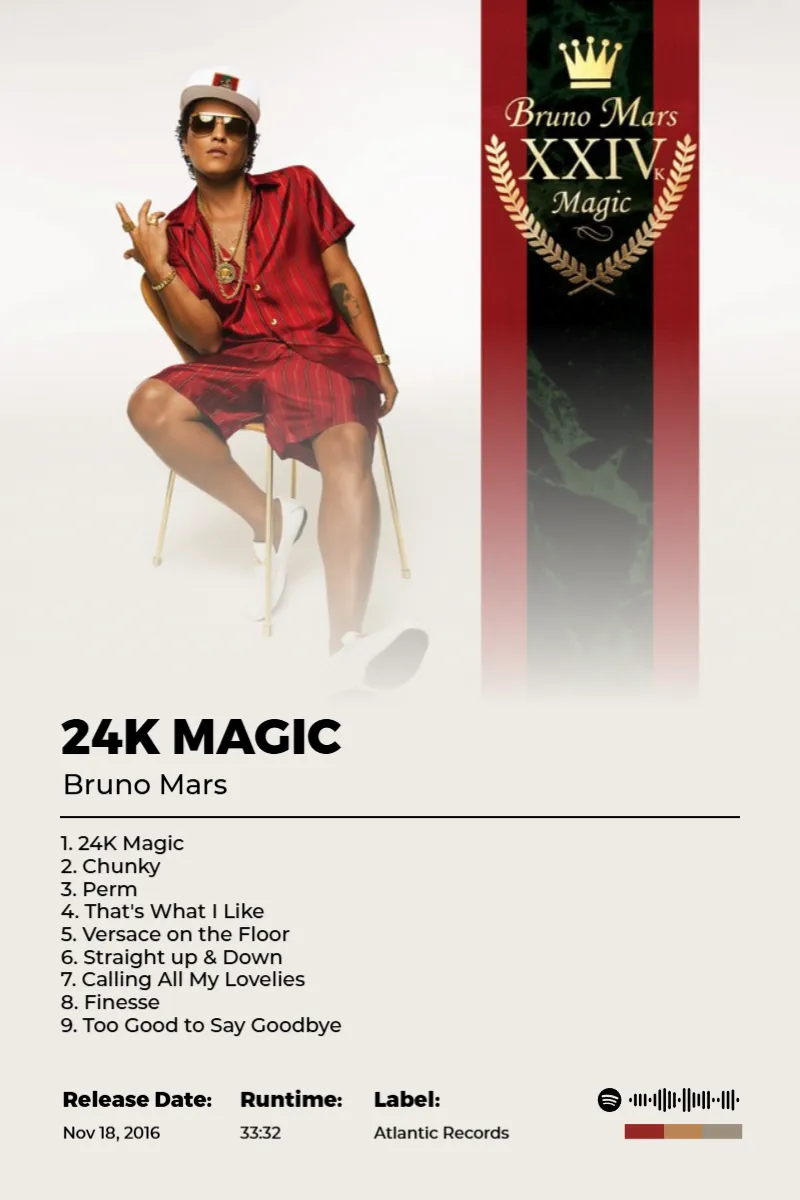 24K Magic · 24K Magic · Bruno Mars · 2:3 Album poster for 24K Magic by Bruno Mars