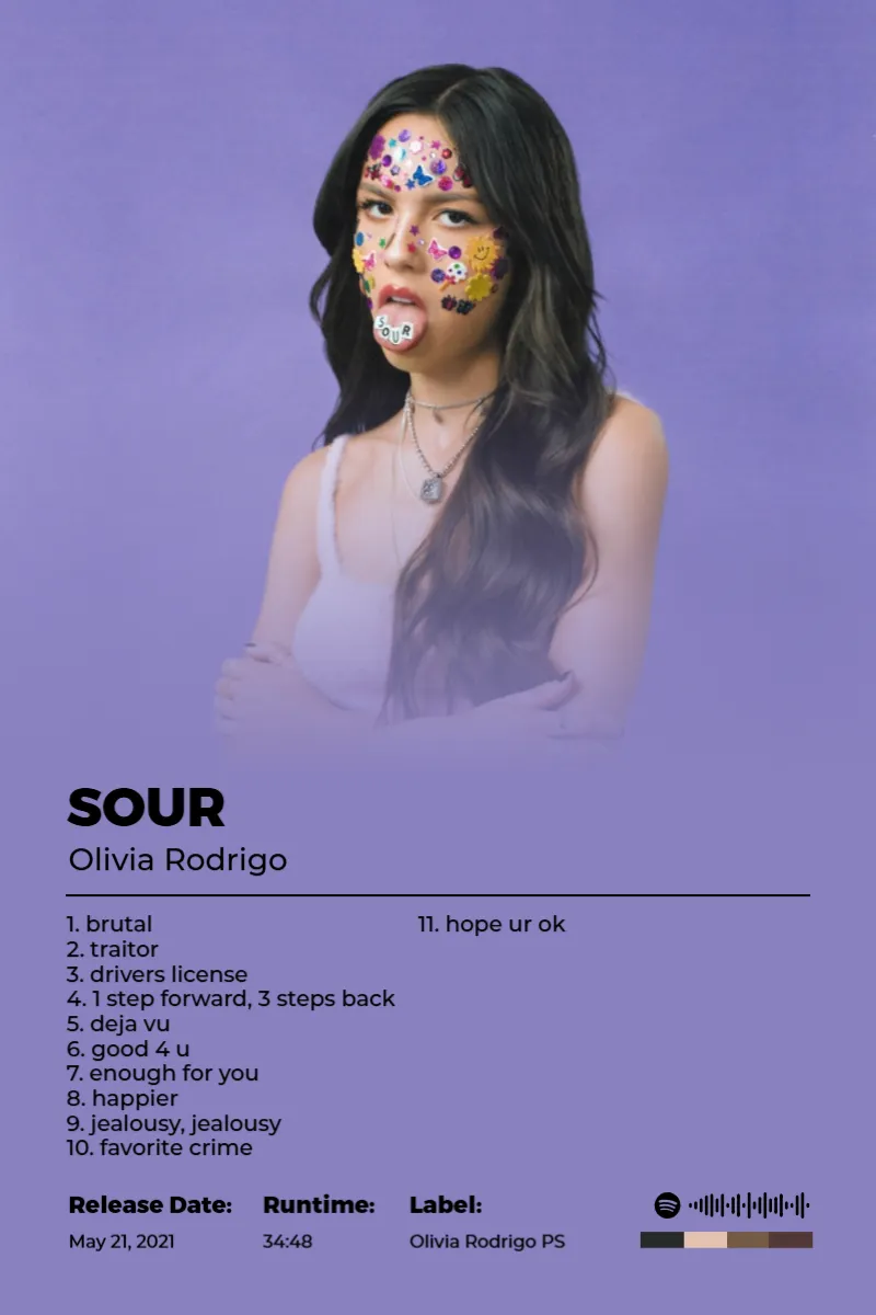 SOUR · SOUR · Olivia Rodrigo · 2:3 Album poster for SOUR by Olivia Rodrigo