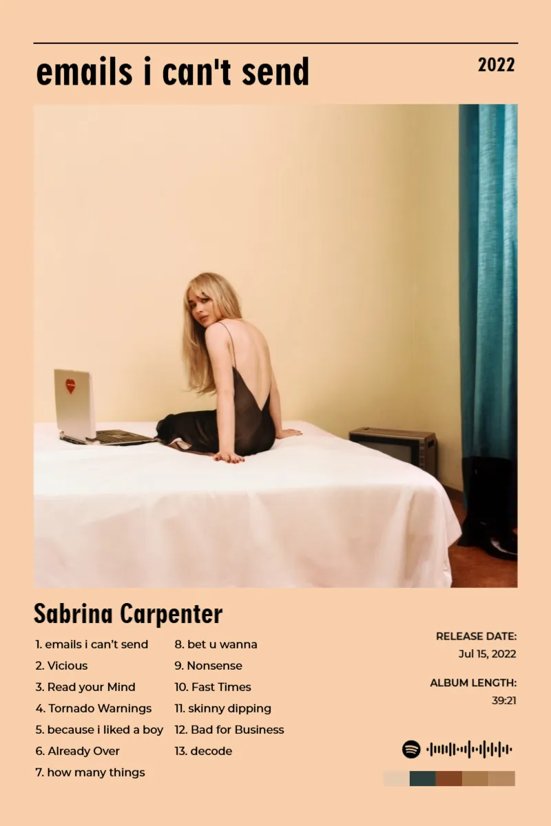 Album poster for emails i can't send by Sabrina Carpenter