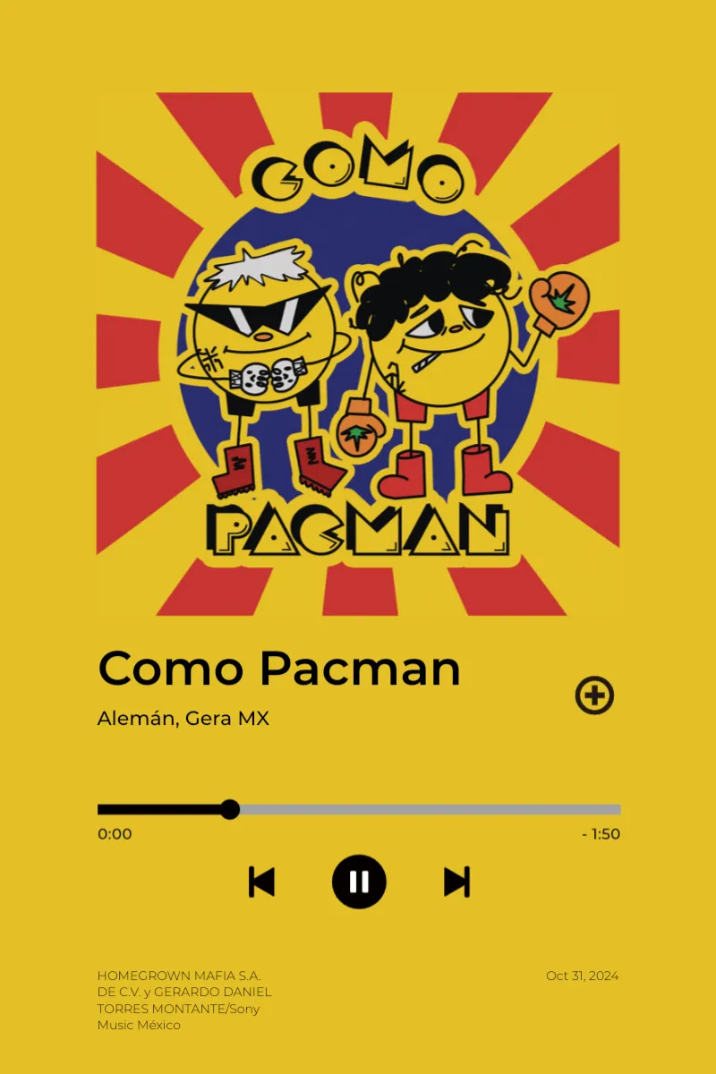Como Pacman · Como Pacman · Alemán, Gera MX · 2:3 Album poster for Como Pacman by Alemán, Gera MX