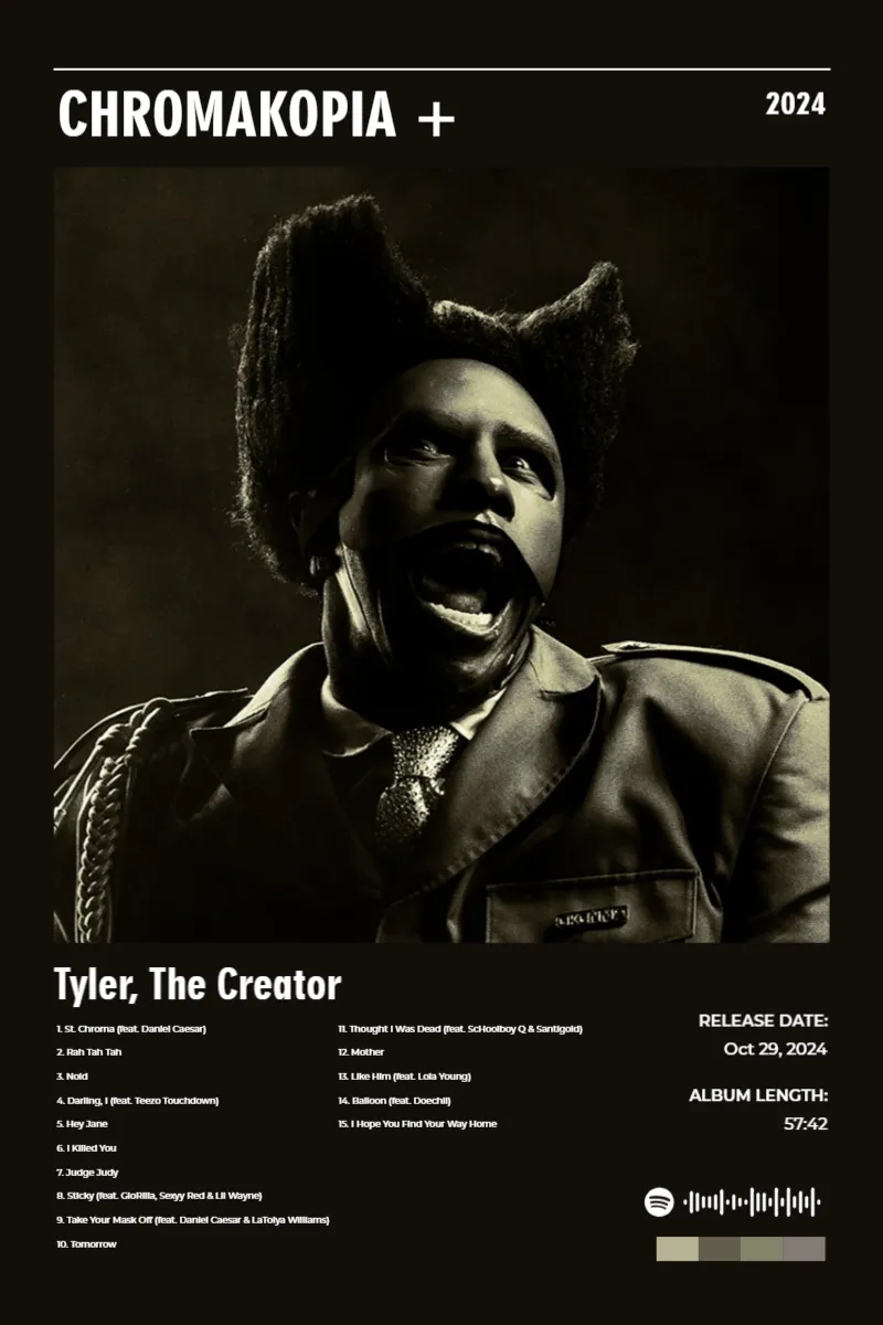 Album poster for CHROMAKOPIA + by Tyler, The Creator