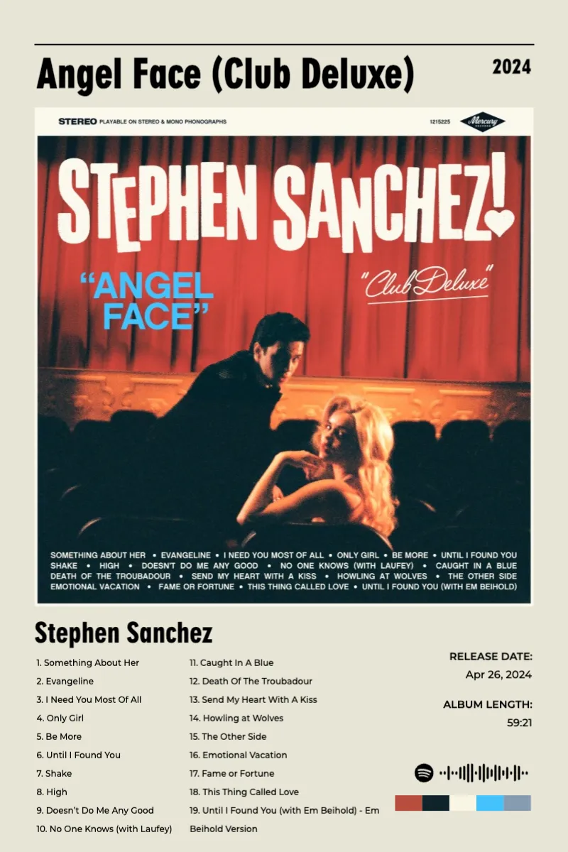 Album poster for Angel Face (Club Deluxe) by Stephen Sanchez