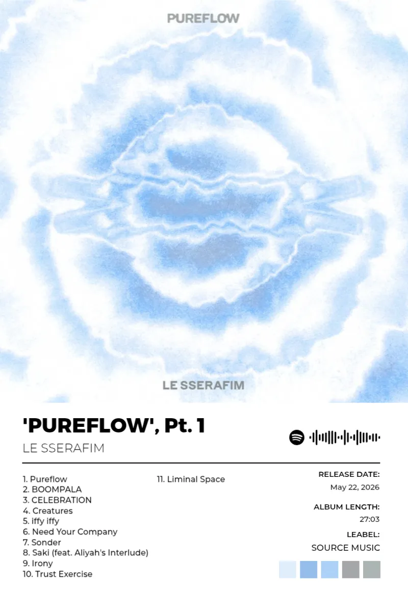 'PUREFLOW', Pt. 1 · 'PUREFLOW', Pt. 1 · LE SSERAFIM · 2:3 Album poster for 'PUREFLOW', Pt. 1 by LE SSERAFIM