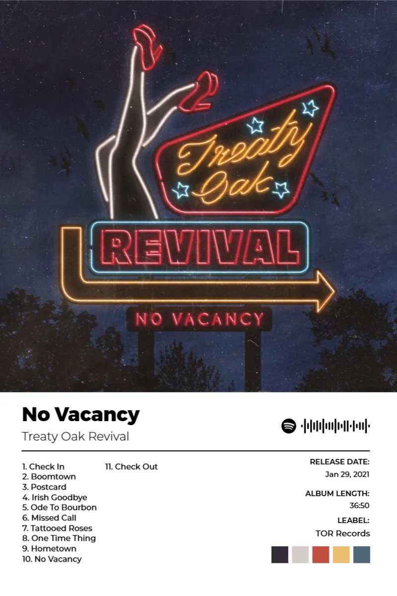 No Vacancy · No Vacancy · Treaty Oak Revival · 2:3 Album poster for No Vacancy by Treaty Oak Revival