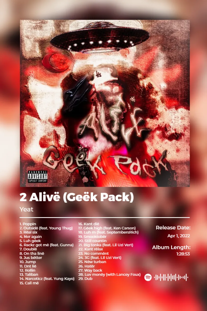 Album poster for 2 Alivë (Geëk Pack) by Yeat
