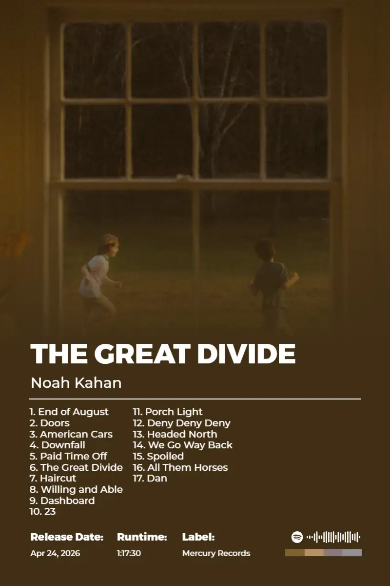 The Great Divide · The Great Divide · Noah Kahan · 2:3 Album poster for The Great Divide by Noah Kahan