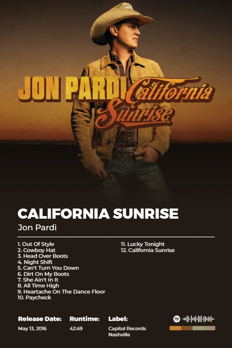 California Sunrise · California Sunrise · Jon Pardi · 2:3 Album poster for California Sunrise by Jon Pardi