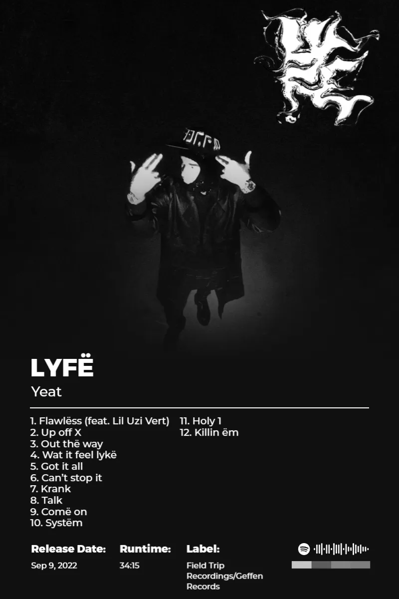 Album poster for Lyfë by Yeat