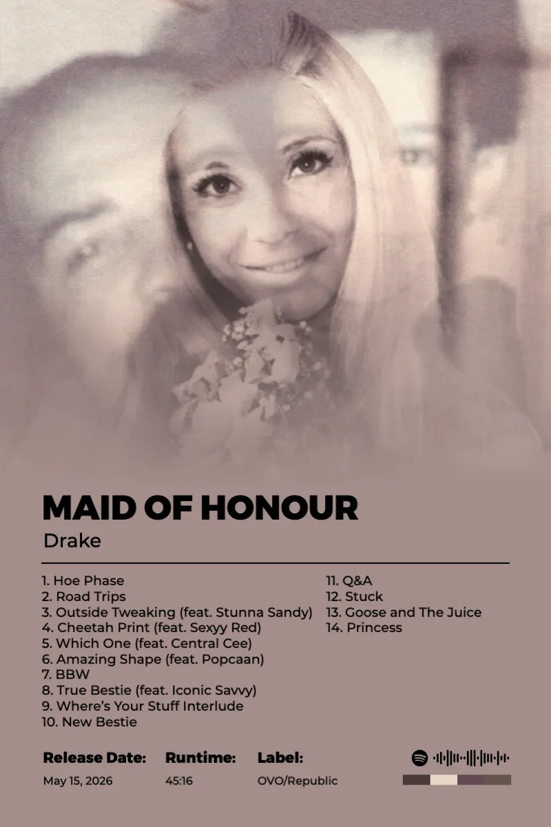Album poster for MAID OF HONOUR by Drake
