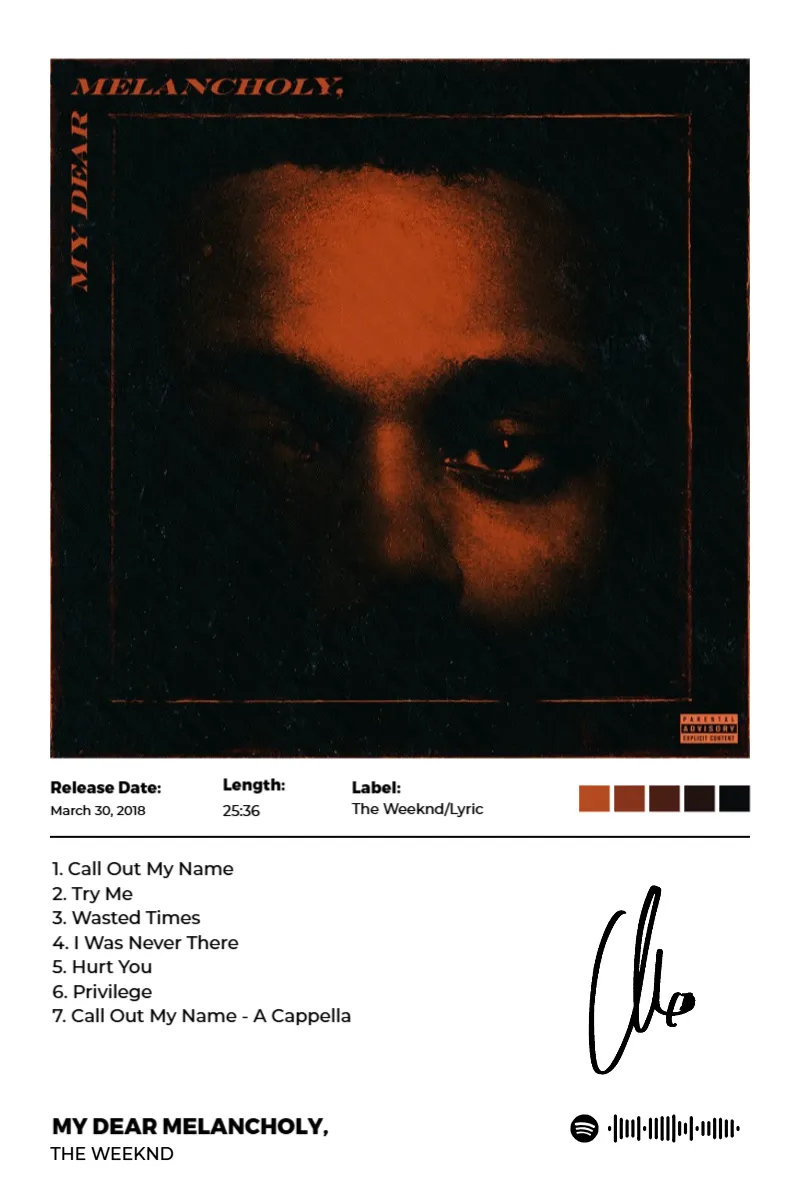 Album poster for My Dear Melancholy, by The Weeknd