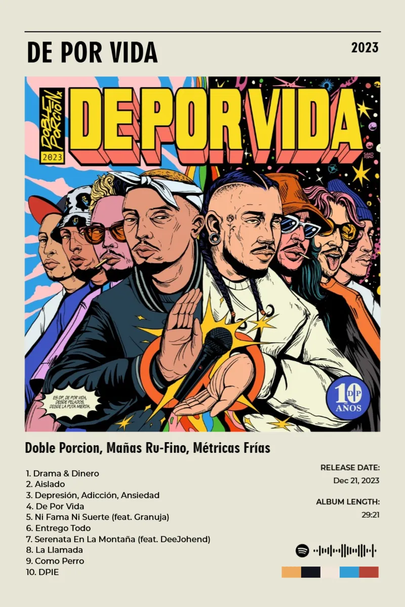 Album poster for DE POR VIDA by Doble Porcion, Mañas Ru-Fino, Métricas Frías