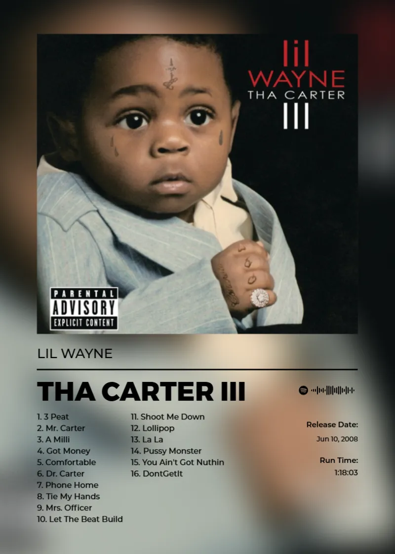 Album poster for Tha Carter III by Lil Wayne