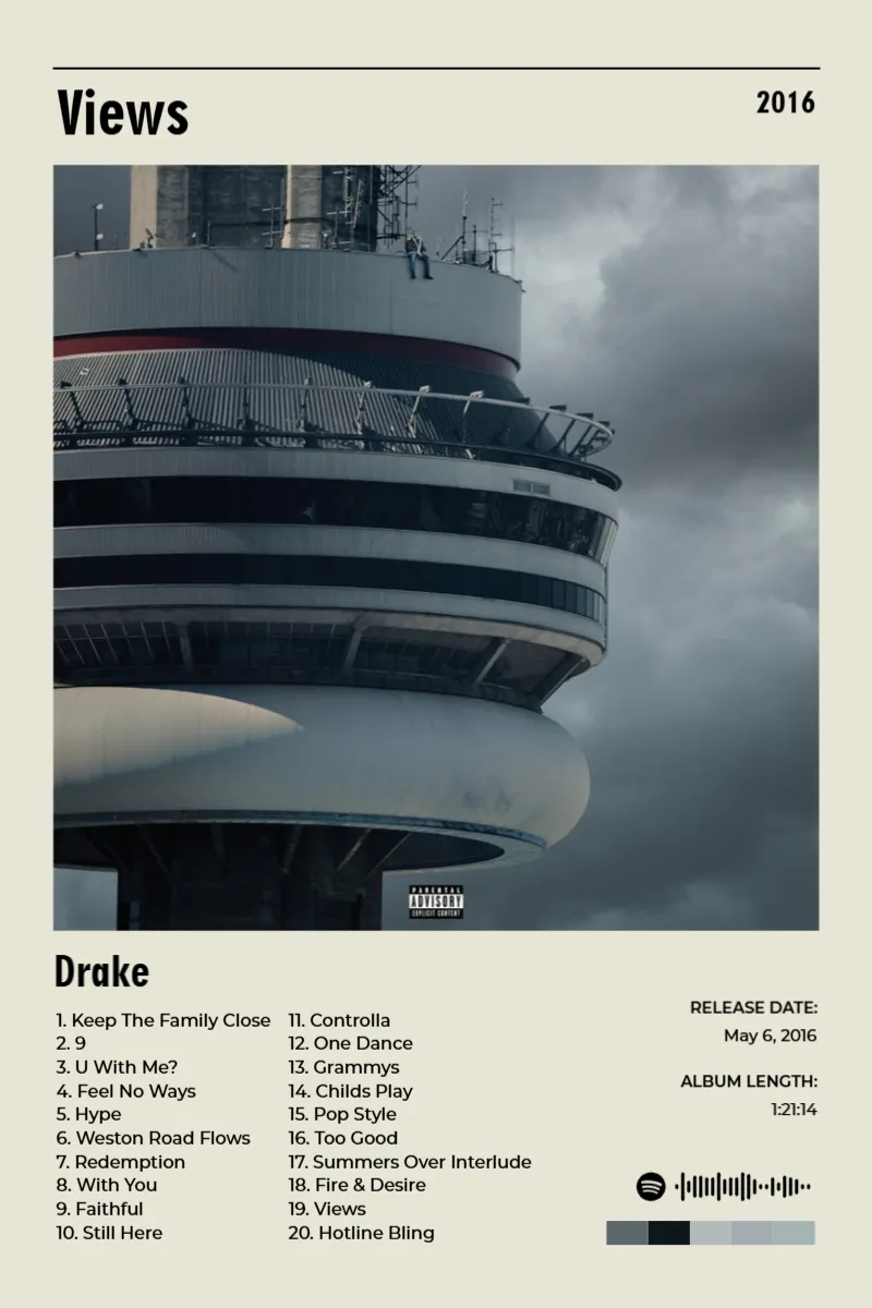 Views · Views · Drake · 2:3 Album poster for Views by Drake