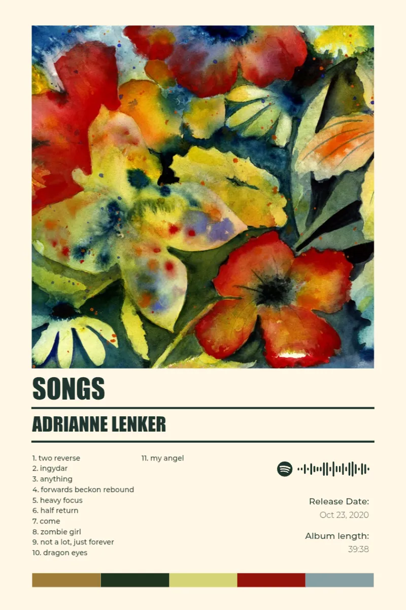 songs · songs · Adrianne Lenker · 2:3 Album poster for songs by Adrianne Lenker