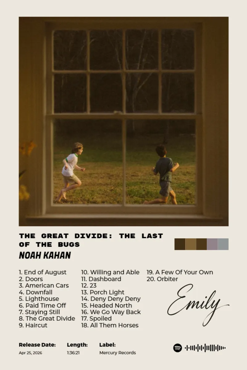 Album poster for The Great Divide: The Last Of The Bugs by Noah Kahan